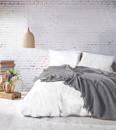 L'essentiel linge de maison Mona - Light Grey - Sábana doble de piqué